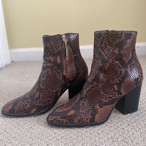 Zara faux snake heeled booties